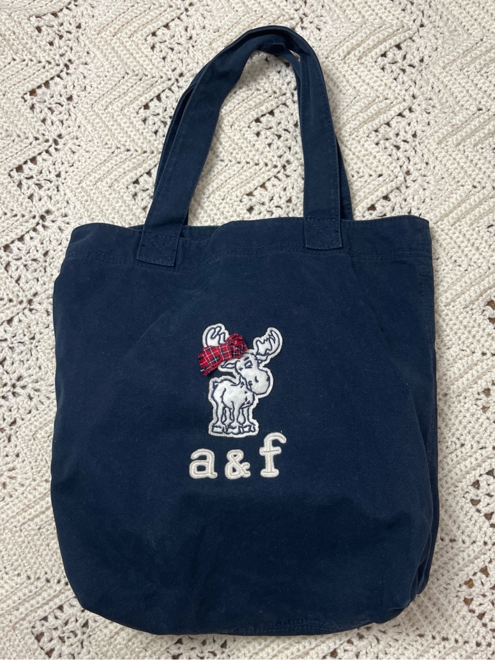 Vintage Abercrombie & Fitch Tote Book Bag Navy Blue